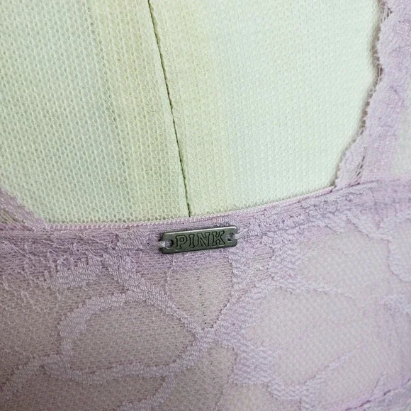 Victoria's Secret PINK Lavender Wildflower Lace High Neck Push Up Bralette S-DD - Picture 3 of 8